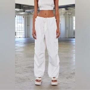 White Local European Parachute Pants